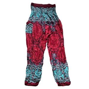 Red and Blue Patterned Pants